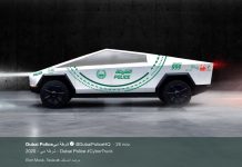 Le Tesla Cybertruck sera adopté par la police de Dubaï (détail) Le Tesla Cybertruck sera adopté par la police de Dubaï (détail)