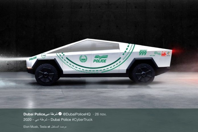 Le Tesla Cybertruck sera adopté par la police de Dubaï (détail)