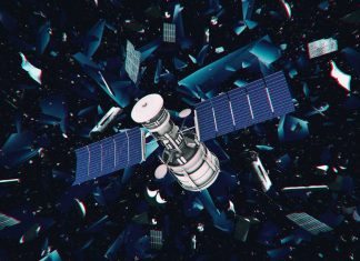 Un satellite menace d’exploser en milliers de débris spatiaux (détail) Un satellite menace d'exploser en milliers de débris spatiaux (détail)