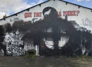 La fresque en hommage à Steve de nouveau vandalisée (détail) La fresque en hommage à Steve de nouveau vandalisée (détail)