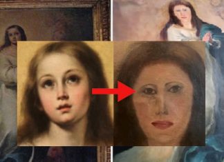 Espagne : la restauration catastrophique d’un tableau de Murillo fait polémique (détail) Espagne : la restauration catastrophique d'un tableau de Murillo fait polémique (détail)