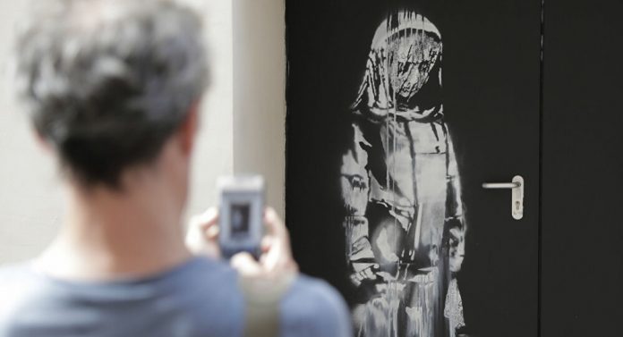 Oeuvre attribuée à Banksy retrouvée en Italie (détail)