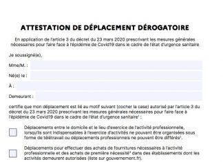 Confinement en France : les attestations de déplacement enfin disponibles Confinement en france : Une attestation de déplacement disponible dès ce soir