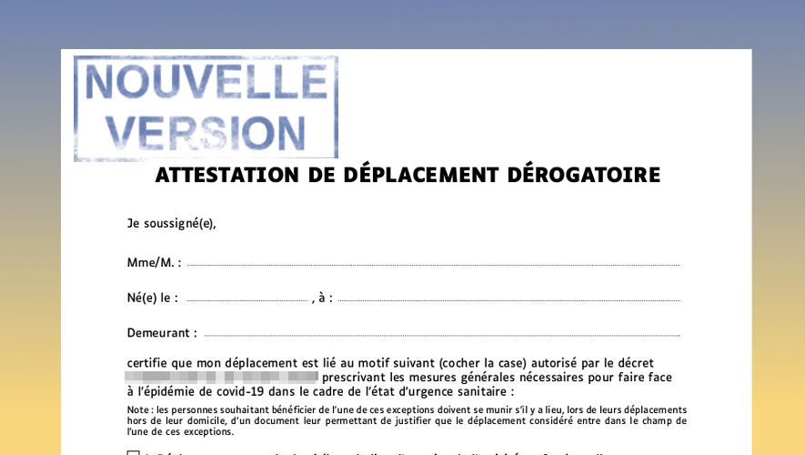 Coronavirus France : Covid-19 - Téléchargez la nouvelle attestation pour vos déplacements valable jusqu'au 15 décembre