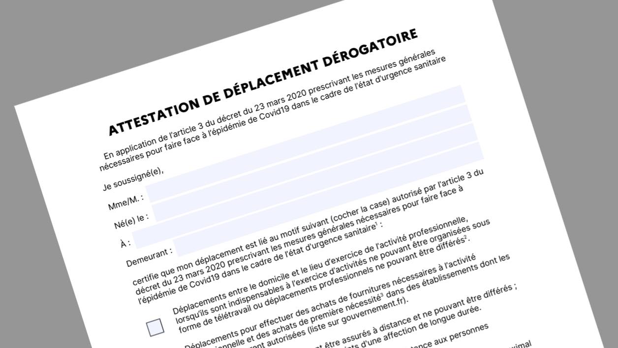 COVID-19 France en direct : Télécharger l'attestation de déplacement dérogatoire