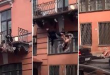Un couple tombe d’un balcon pendant une dispute (Video) Un couple tombe d'un balcon pendant une dispute (Video)