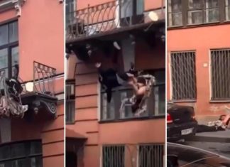 Un couple tombe d’un balcon pendant une dispute (Video) Un couple tombe d'un balcon pendant une dispute (Video)
