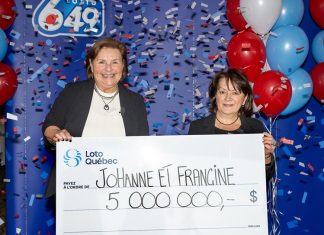 Deux colocataires de Beauce remportent le gros lot du Lotto 6/49 Deux colocataires de longue date gagnent 5 millions $ au Lotto 6/49